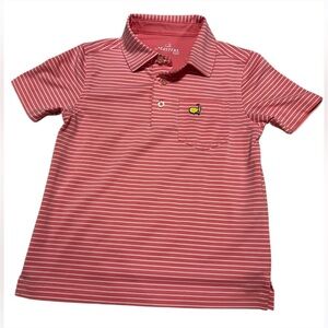 Masters Kids Toddler Pink and White Striped Performance Golf Polo